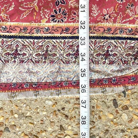 BeachLunchLounge Boho Floral Shift Tassel Tie Mixed Pattern Dress Size L - Picture 4 of 7